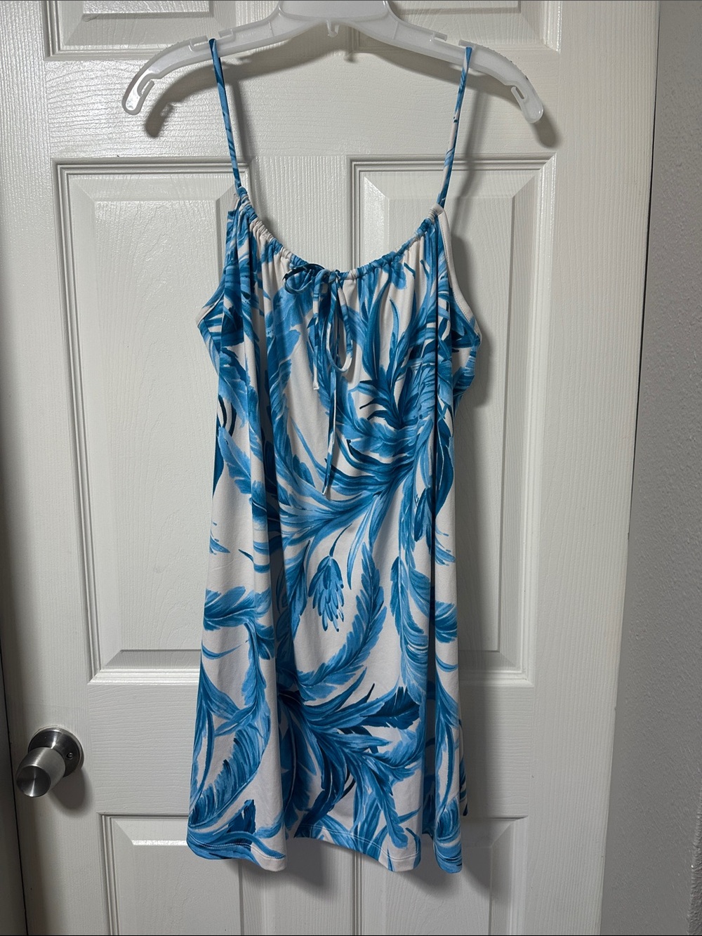 Blue Floral Print Women's Nightdress Slip